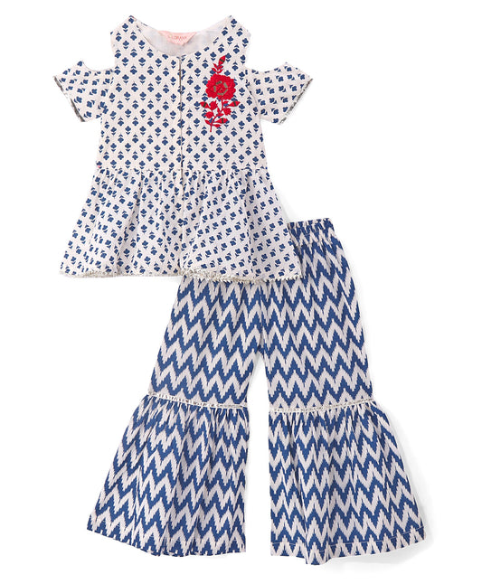 Girls Printed Top With Sharara Set