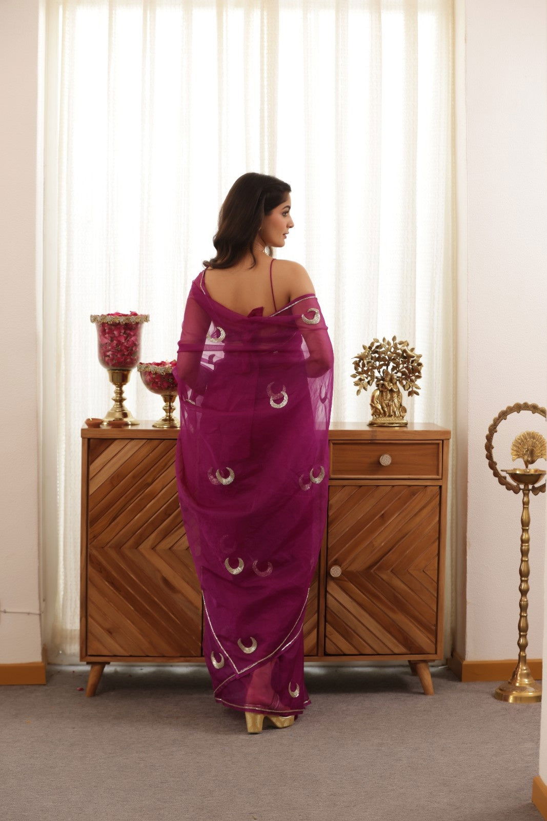 Chand Hand-Embroidered Silk Organza Saree - Ensembles