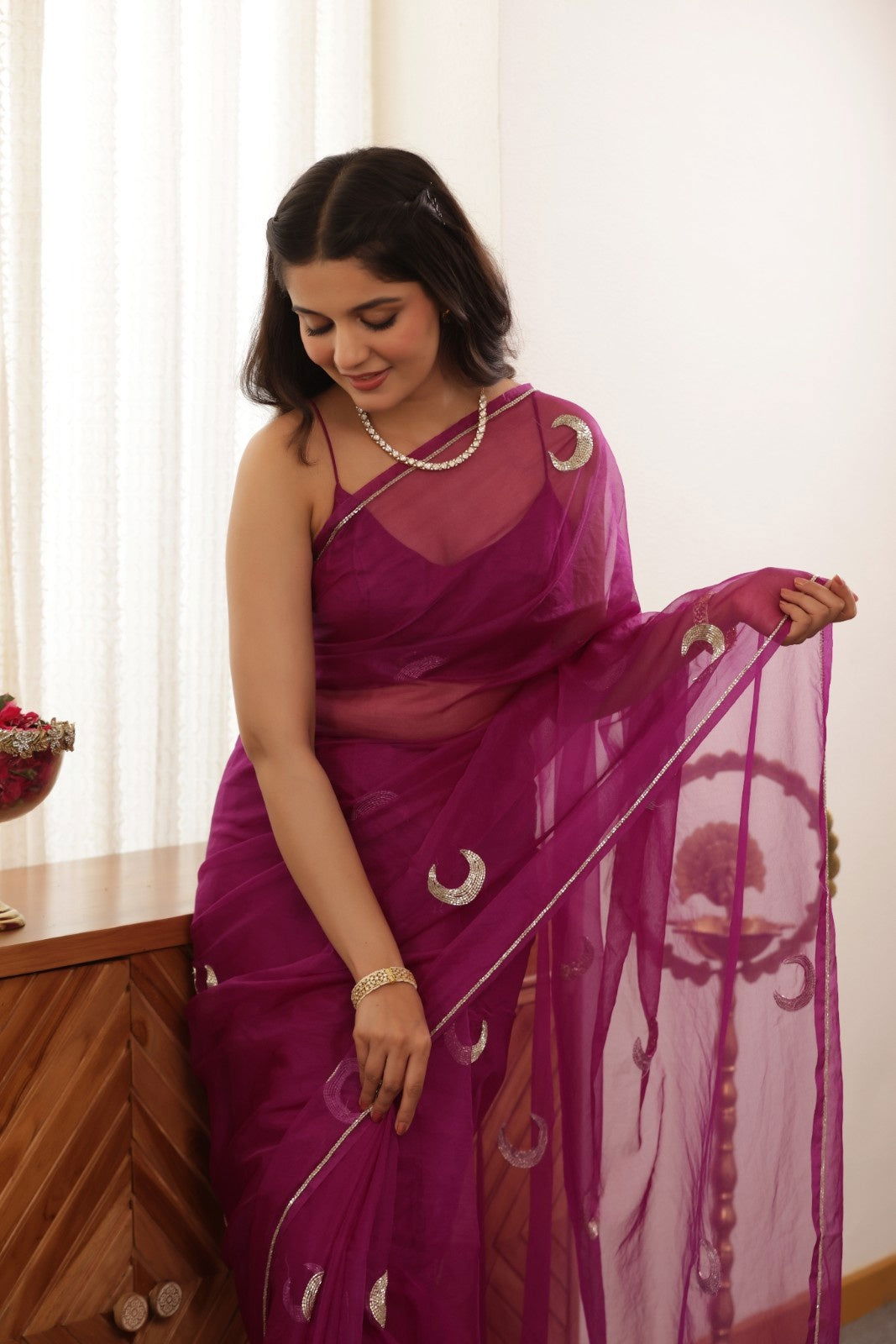 Chand Hand-Embroidered Silk Organza Saree - Ensembles