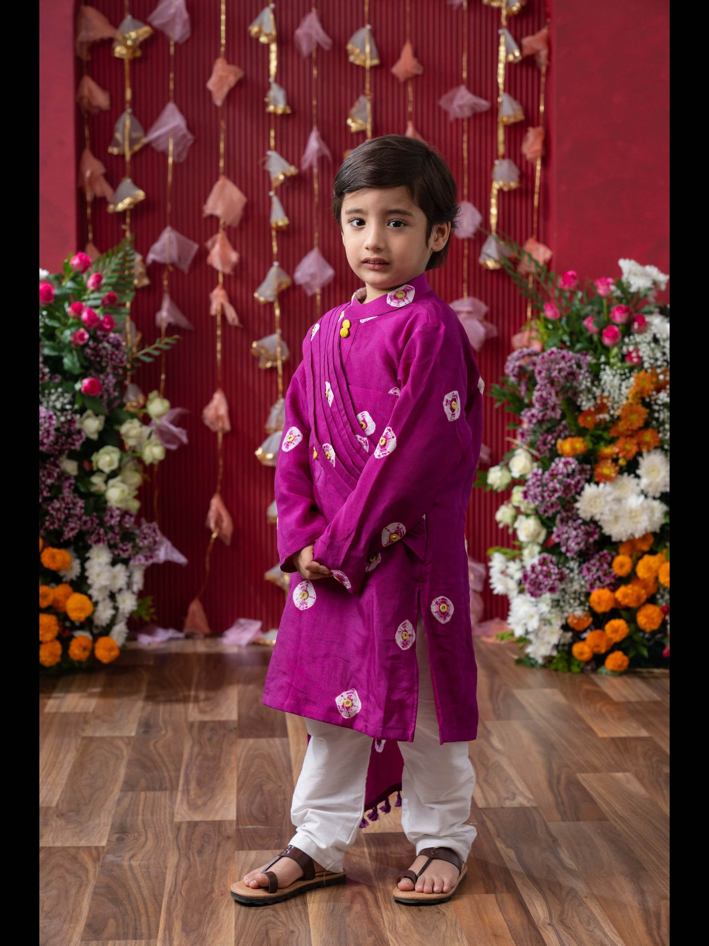 Vibrant Magenta Kids Festive Kurta Set