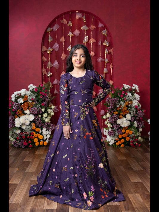 Peplum Perfection: A Stunning Floral-printed Peplum Top With A Matching Lehenga For A Regal Yet Trendy Look!
