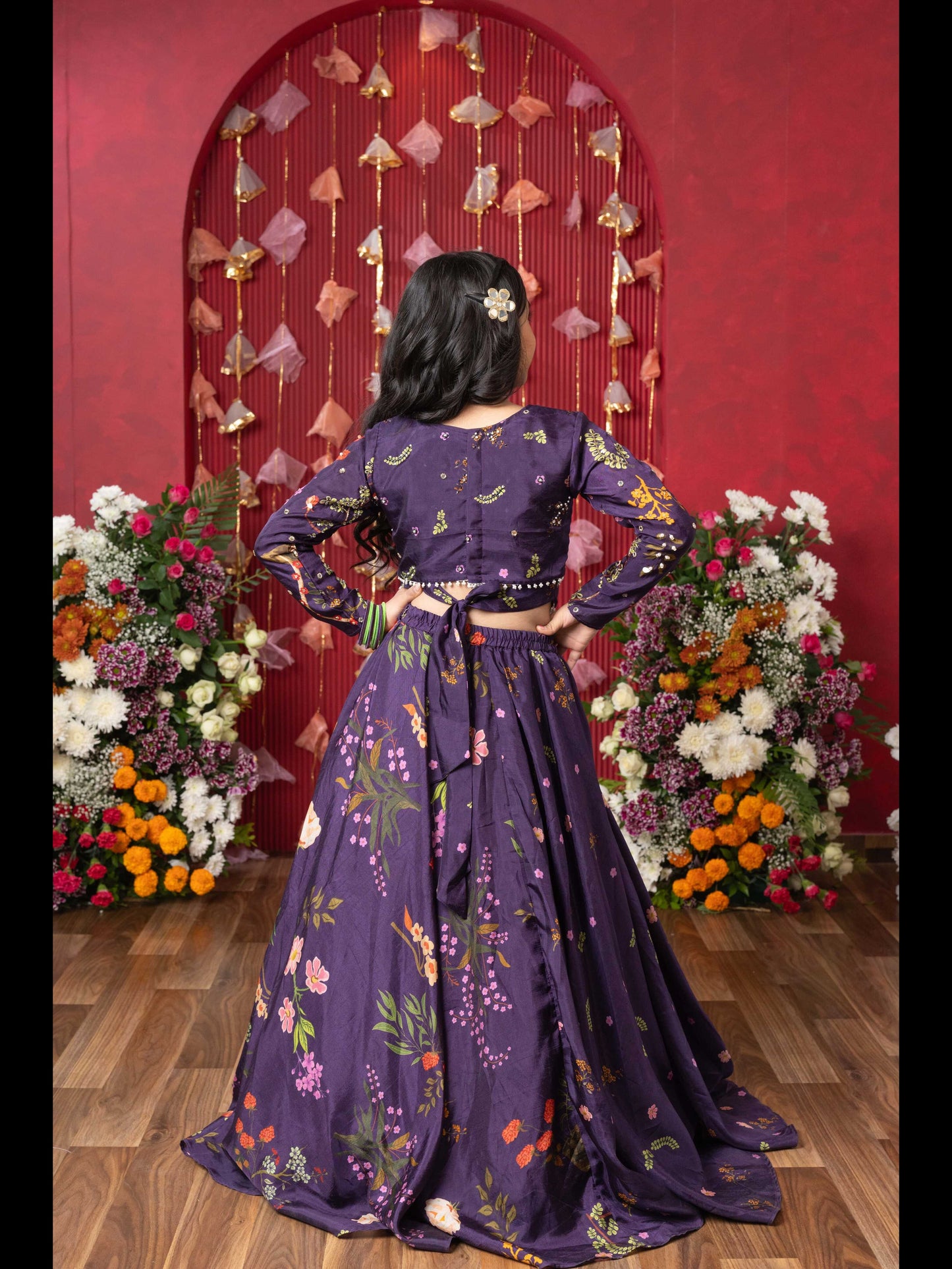 Peplum Perfection: A Stunning Floral-printed Peplum Top With A Matching Lehenga For A Regal Yet Trendy Look!
