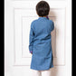 Charming Blue Soft Denim Kurta with Vibrant Pink Embroidery and White Pants – Perfect for Weddings, Festive Celebrations, and Traditional Events