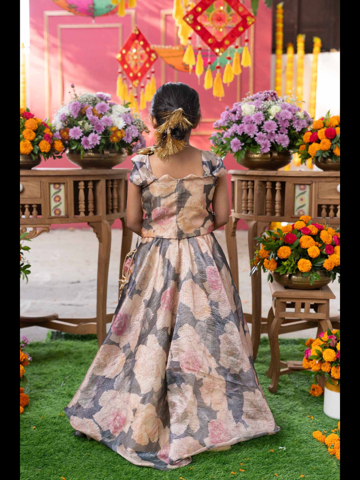 Grace in Bloom: Stunning Floral Gown with Elegant Embellishments for Festive Occasions
