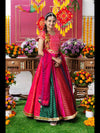 Vibrant Multicolored Chevron Embroidered Lehenga Set with Matching Blouse and Dupatta – Perfect for Weddings, Festivals, and Grand Celebrations!