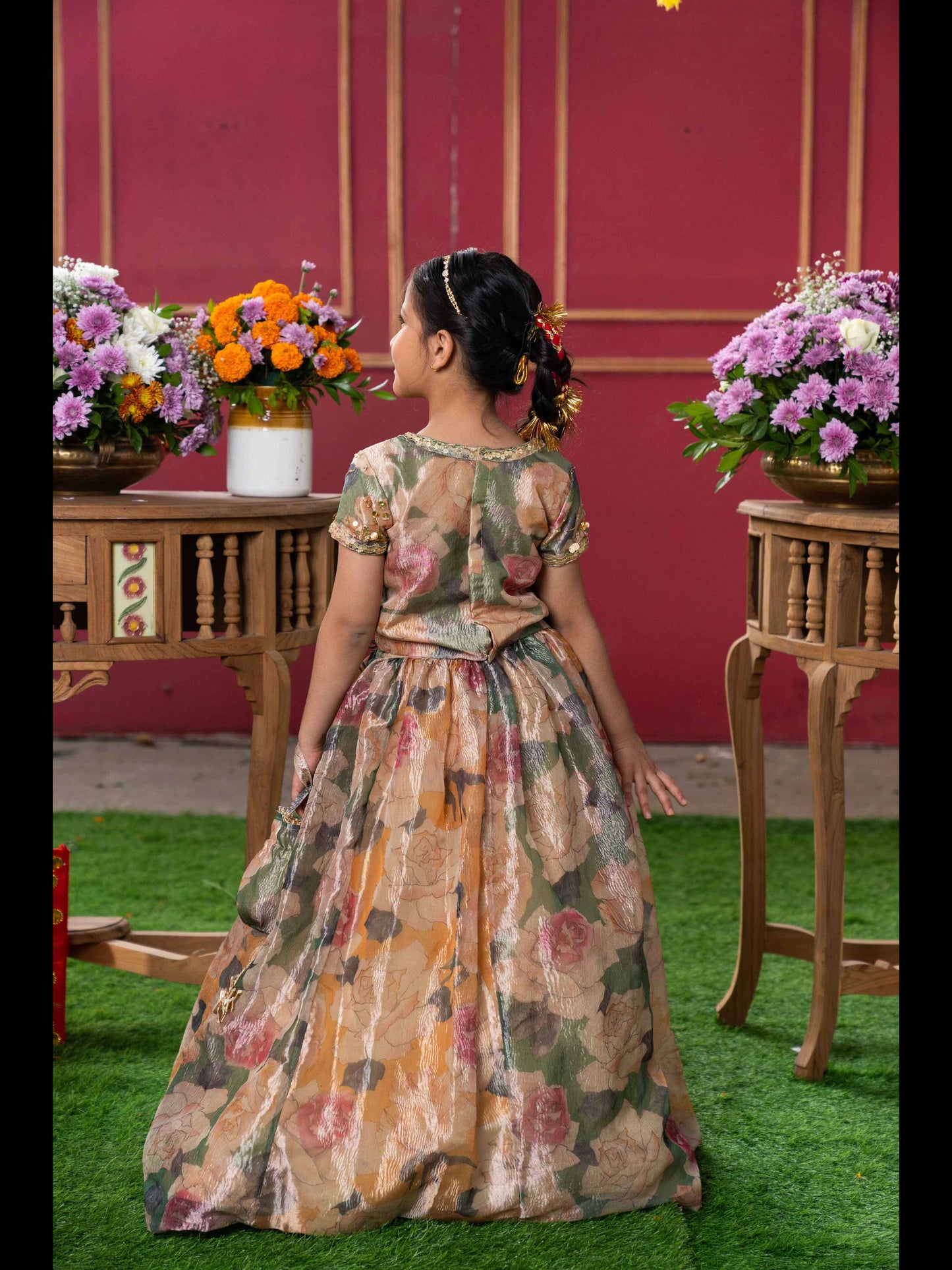 Grace in Bloom: Designer Kids Floral Lehenga Set