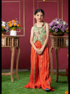 Embroidered Jacket-Style Blouse with Mirror Work and Vibrant Sharara Pants – Perfect for Weddings, Parties, and Festive Celebrations
