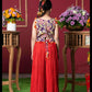 Vibrant Embroidered Kurti with Tassels and Red Mirror Work Sharara Pants – Perfect for Weddings, Festivals, and Parties