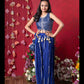 Royal Blue Embroidered Crop Top and Tassel-Adorned Sharara Set with Matching Potli – Perfect for Weddings, Parties, and Festive Celebrations