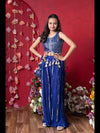 Royal Blue Embroidered Crop Top and Tassel-Adorned Sharara Set with Matching Potli – Perfect for Weddings, Parties, and Festive Celebrations