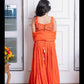 Vibrant Orange Mirror Work Sharara Set with Embroidered Crop Top and Dupatta – Perfect for Festive Celebrations and Weddings