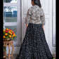 Elegant Black Embroidered Crop Top, Jacket, and Mirror Work Lehenga Set – Perfect for Weddings, Parties, and Festive Celebrations