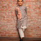Chromatic Fusion Boys  Black & White stripe Kurta Pant Set