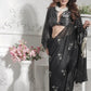 Flamingo Black Chiffon Saree - Ensembles