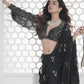 Flamingo Black Chiffon Saree - Ensembles