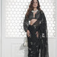 Flamingo Black Chiffon Saree - Ensembles