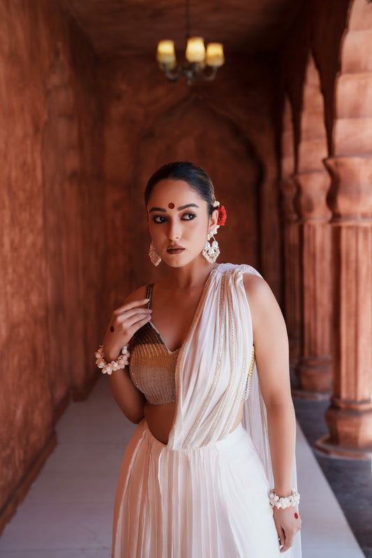 Divya Satin and Net Drape Saree