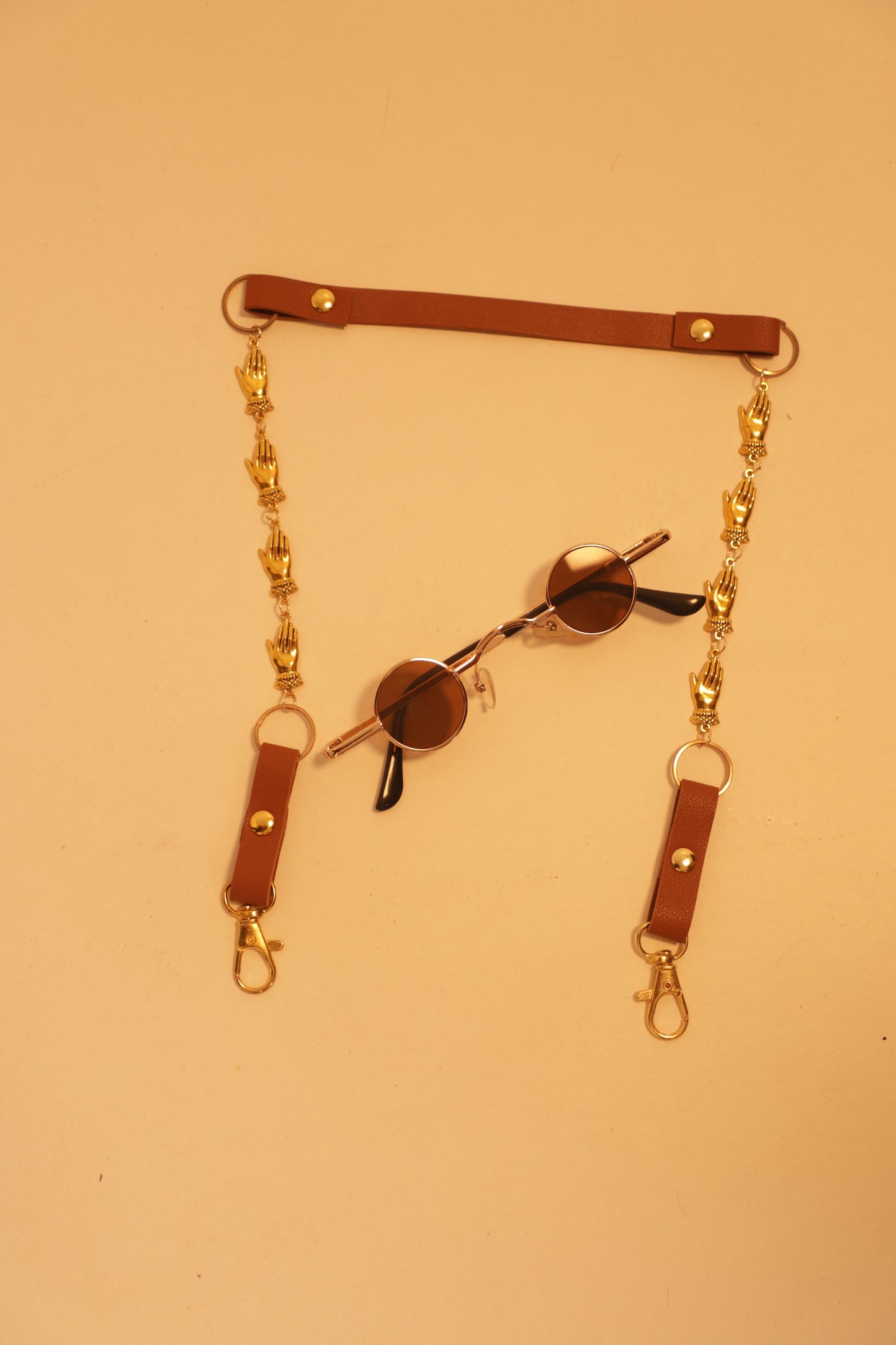 Brown Leather & Hand Belt - Glasses