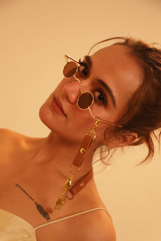 Brown Leather & Hand Belt - Glasses