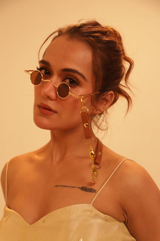Brown Leather & Hand Belt - Glasses