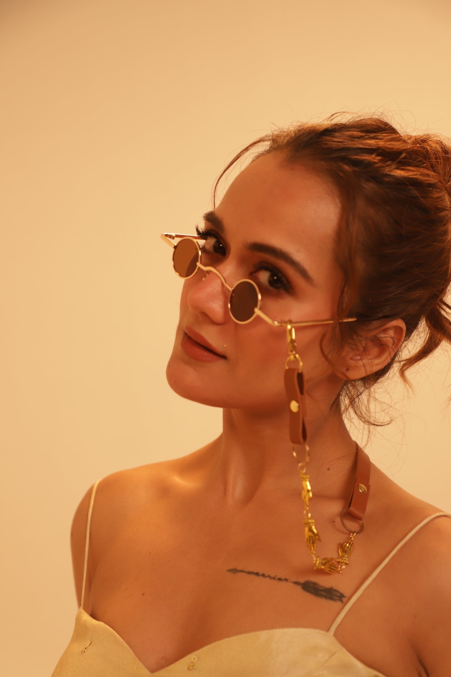 Brown Leather & Hand Belt - Glasses