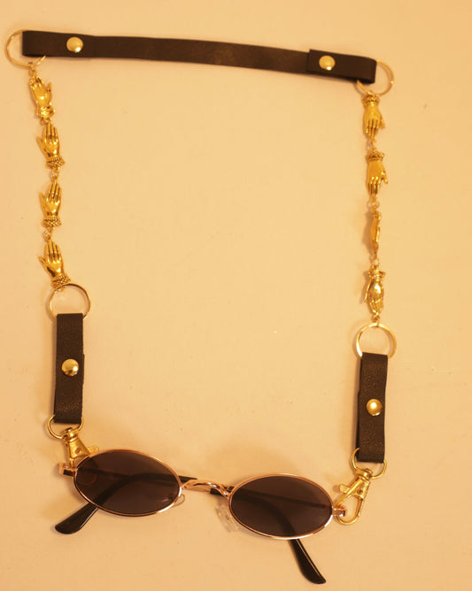 Black Leather & Hand Belt with Glasses