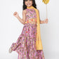 Golden Weaves Girls Purple Lehanga Choli Set