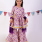 Jaipur Girls Lavender Cotton Kurta with Sharara with Dupata Ethnic Set