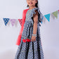 Jaipur Girls Grey Cotton Lehanga and Choli with Dupata Ethnic Set