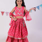 Jaipur Girls Red Cotton Lehanga and Choli with Dupata Ethnic Set
