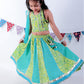 Jaipur Girls Green Cotton Lehanga and Choli with Dupata Ethnic Set