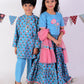 Jaipur Girls Blue Cotton Lehanga and Choli with Dupata Ethnic Set