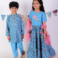 Jaipur Girls Blue Cotton Lehanga and Choli with Dupata Ethnic Set