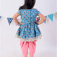 Jaipur Girls Blue Cotton Kurta with Dhoti Ethnic Set