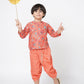 Golden Weaves Boys Orange Kurta With Dhoti Set