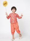 Golden Weaves Boys Orange Kurta With Dhoti Set