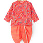 Golden Weaves Boys Orange Kurta With Dhoti Set