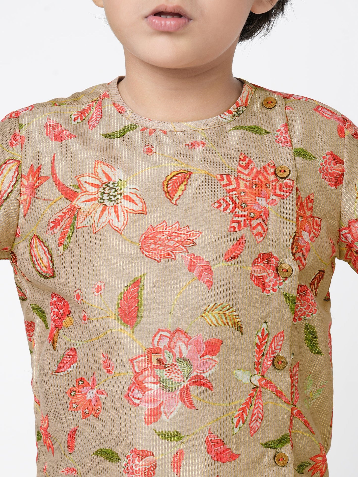 Golden Weaves Boys Beige Kurta with Dhoti set