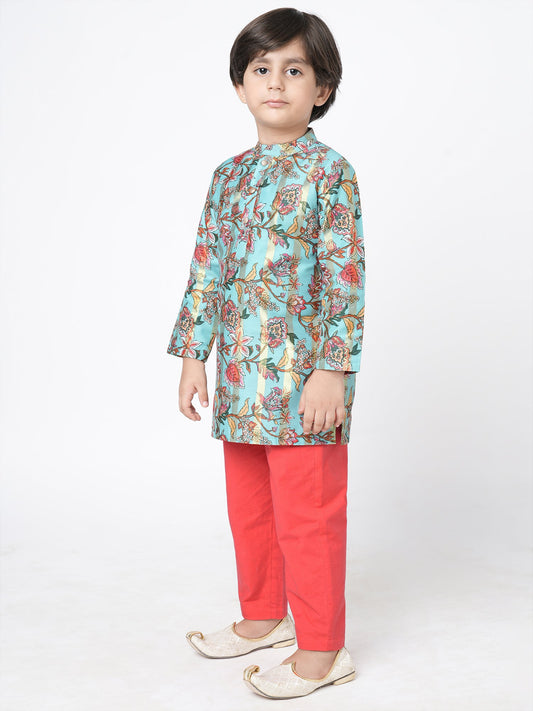 Golden Weaves Blue Kurta with Pant Set