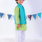 Jaipur Boys Green Kurta and Pyjama with Jacket Ethnic Set