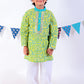 Jaipur Boys Green Kurta and Pyjama with Jacket Ethnic Set