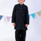 Jaipur Boys Black Kurta and Pyjama with Jacket Ethnic Set