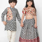 Chromatic Fusion Boys  Black & White stripe Kurta Pant set