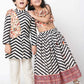 Chromatic Fusion Boys  Black & White stripe Kurta Pant set