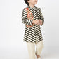 Chromatic Fusion Boys  Black & White stripe Kurta Pant Set