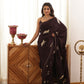 Leopard Hand-Embroidered Upada Silk Saree - Ensembles