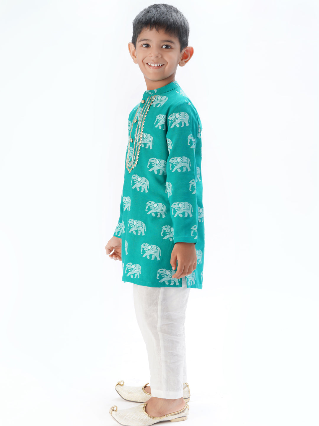 Trunk Tales Boys Green Kurta with Pant set