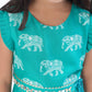 Trunk Tales Girls Green Jumper with Flared Bottom