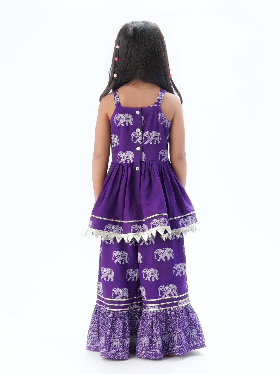 Trunk Tales Girls Purple Kurta with Sharara set