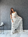 Panda White Pure Chiffon Saree - Ensembles